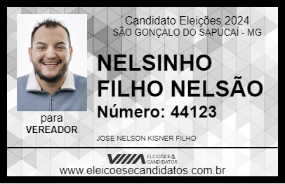 Candidato NELSINHO FILHO NELSÃO 2024 - SÃO GONÇALO DO SAPUCAÍ - Eleições