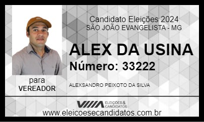 Candidato ALEX DA USINA 2024 - SÃO JOÃO EVANGELISTA - Eleições