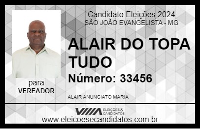 Candidato ALAIR DO TOPA TUDO 2024 - SÃO JOÃO EVANGELISTA - Eleições