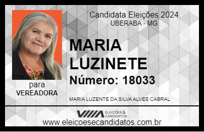 Candidato MARIA LUZINETE 2024 - UBERABA - Eleições