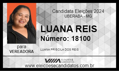 Candidato LUANA REIS 2024 - UBERABA - Eleições