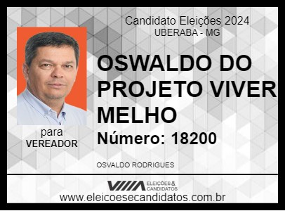 Candidato OSWALDO DO PROJETO VIVER MELHO 2024 - UBERABA - Eleições