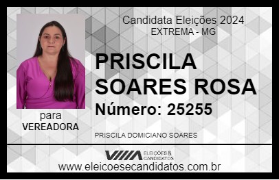 Candidato PRISCILA SOARES ROSA 2024 - EXTREMA - Eleições