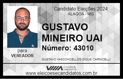 Candidato GUSTAVO MINEIRO UAI 2024 - ALAGOA - Eleições