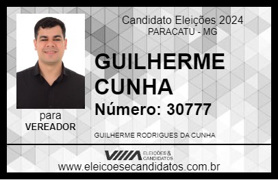 Candidato GUILHERME CUNHA 2024 - PARACATU - Eleições