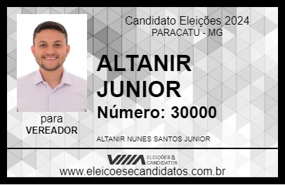 Candidato ALTANIR JUNIOR 2024 - PARACATU - Eleições