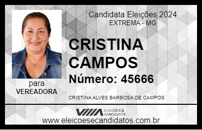 Candidato CRISTINA CAMPOS 2024 - EXTREMA - Eleições