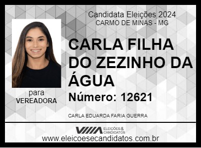 Candidato CARLA FILHA DO ZEZINHO DA ÁGUA 2024 - CARMO DE MINAS - Eleições