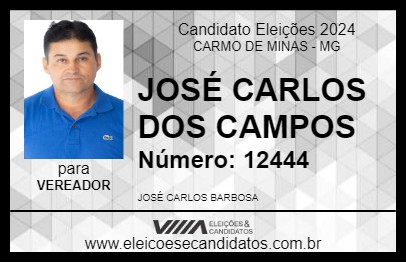 Candidato JOSÉ CARLOS DOS CAMPOS 2024 - CARMO DE MINAS - Eleições