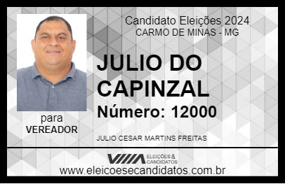 Candidato JULIO DO CAPINZAL 2024 - CARMO DE MINAS - Eleições