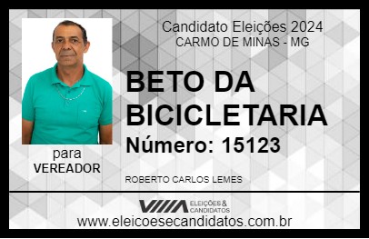 Candidato BETO DA BICICLETARIA 2024 - CARMO DE MINAS - Eleições