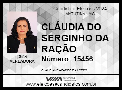 Candidato CLÁUDIA DO SERGINHO DA RAÇÃO 2024 - MATUTINA - Eleições