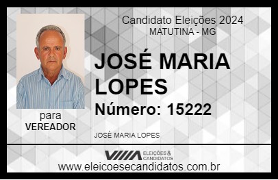 Candidato JOSÉ MARIA LOPES 2024 - MATUTINA - Eleições