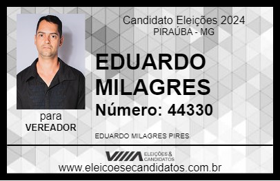 Candidato EDUARDO MILAGRES 2024 - PIRAÚBA - Eleições