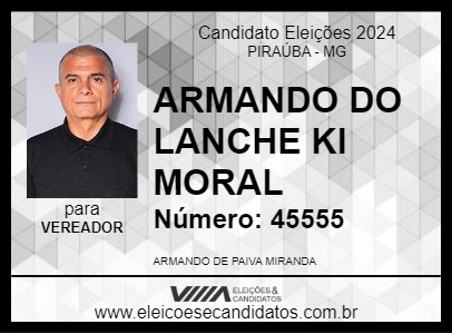 Candidato ARMANDO DO LANCHE KI MORAL 2024 - PIRAÚBA - Eleições