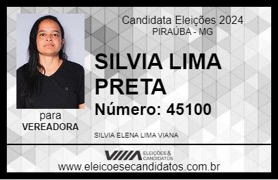 Candidato SILVIA LIMA PRETA 2024 - PIRAÚBA - Eleições