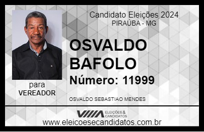 Candidato OSVALDO BAFOLO 2024 - PIRAÚBA - Eleições