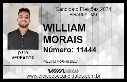 Candidato WILLIAM MORAIS 2024 - PIRAÚBA - Eleições