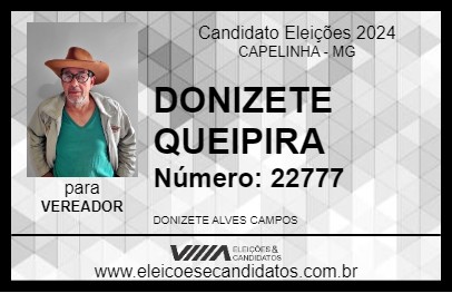 Candidato DONIZETE QUEIPIRA 2024 - CAPELINHA - Eleições