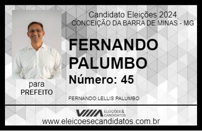 Candidato FERNANDO PALUMBO 2024 - CONCEIÇÃO DA BARRA DE MINAS - Eleições