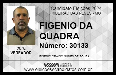 Candidato FIGENIO DA QUADRA 2024 - RIBEIRÃO DAS NEVES - Eleições