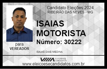 Candidato ISAIAS MOTORISTA 2024 - RIBEIRÃO DAS NEVES - Eleições