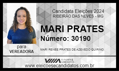 Candidato MARI PRATES 2024 - RIBEIRÃO DAS NEVES - Eleições