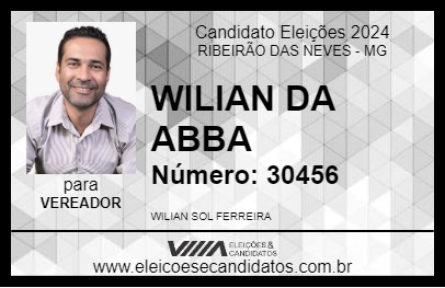 Candidato WILIAN DA ABBA 2024 - RIBEIRÃO DAS NEVES - Eleições