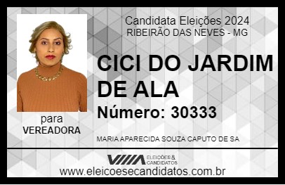 Candidato CICI DO JARDIM DE ALA 2024 - RIBEIRÃO DAS NEVES - Eleições