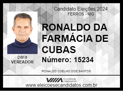 Candidato RONALDO DA FARMÁCIA DE CUBAS 2024 - FERROS - Eleições