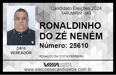 Candidato RONALDINHO DO ZÉ NENÉM 2024 - TARUMIRIM - Eleições