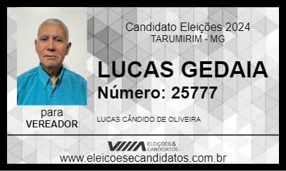 Candidato LUCAS GEDAIA 2024 - TARUMIRIM - Eleições