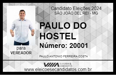 Candidato PAULO DO HOSTEL 2024 - SÃO JOÃO DEL REI - Eleições