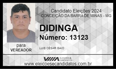 Candidato DIDINGA 2024 - CONCEIÇÃO DA BARRA DE MINAS - Eleições