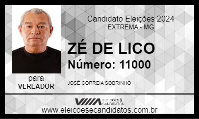 Candidato ZÉ DE LICO 2024 - EXTREMA - Eleições