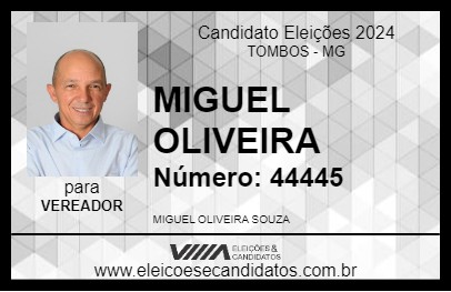 Candidato MIGUEL OLIVEIRA 2024 - TOMBOS - Eleições