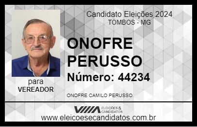 Candidato ONOFRE PERUSSO 2024 - TOMBOS - Eleições