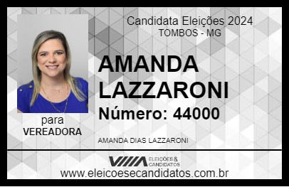 Candidato AMANDA LAZZARONI 2024 - TOMBOS - Eleições