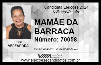 Candidato MAMÃE DA BARRACA 2024 - CONTAGEM - Eleições