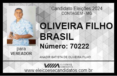 Candidato OLIVEIRA FILHO BRASIL 2024 - CONTAGEM - Eleições