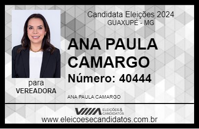 Candidato ANA PAULA CAMARGO 2024 - GUAXUPÉ - Eleições