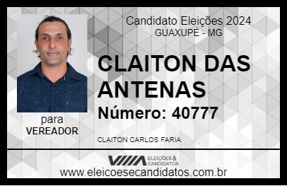 Candidato CLAITON DAS ANTENAS 2024 - GUAXUPÉ - Eleições