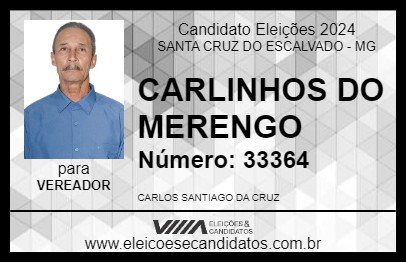 Candidato CARLINHOS DO MERENGO 2024 - SANTA CRUZ DO ESCALVADO - Eleições