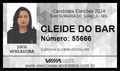 Candidato CLEIDE DO BAR 2024 - SANTA MARIA DO SUAÇUÍ - Eleições