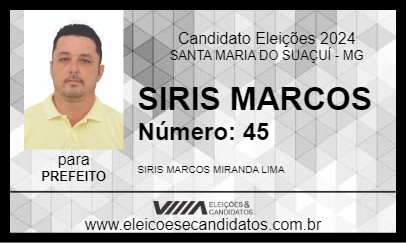 Candidato SIRIS MARCOS 2024 - SANTA MARIA DO SUAÇUÍ - Eleições