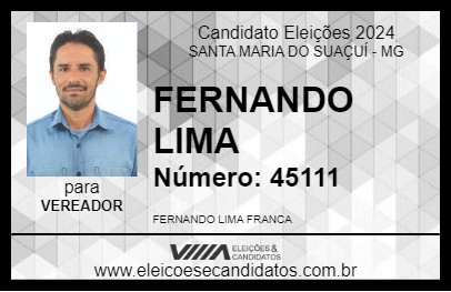 Candidato FERNANDO LIMA 2024 - SANTA MARIA DO SUAÇUÍ - Eleições