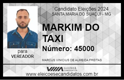 Candidato MARKIM DO TAXI 2024 - SANTA MARIA DO SUAÇUÍ - Eleições