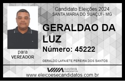 Candidato GERALDAO DA LUZ 2024 - SANTA MARIA DO SUAÇUÍ - Eleições