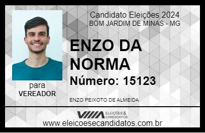 Candidato ENZO DA NORMA 2024 - BOM JARDIM DE MINAS - Eleições