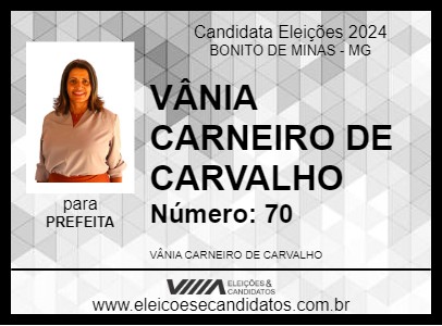 Candidato VÂNIA CARNEIRO DE CARVALHO 2024 - BONITO DE MINAS - Eleições